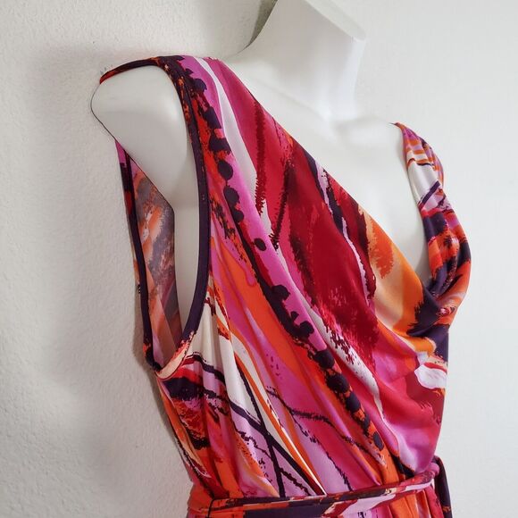 NY Collection Shift Dress XL Pink Abstract Print Colorful Artsy Maximalist - Picture 4 of 9